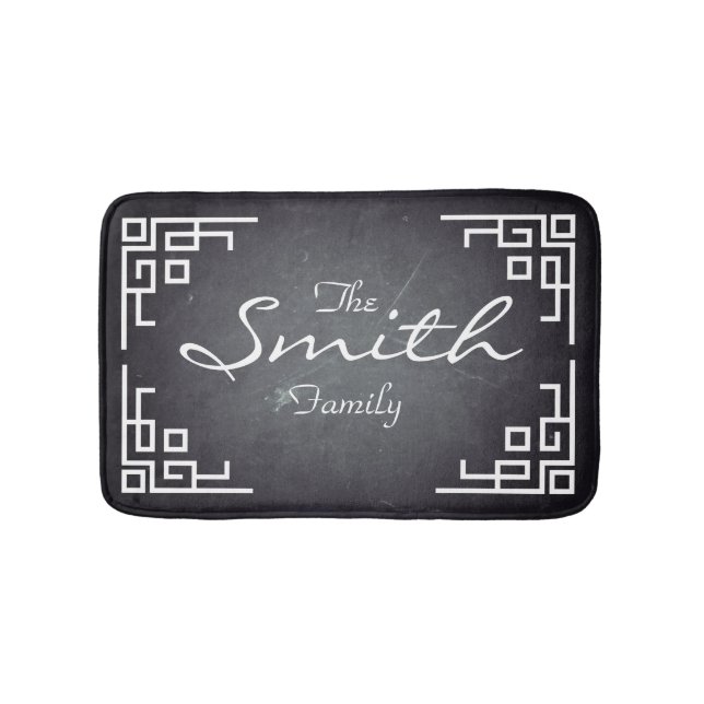 Schwarze Platine Weiße Swirbel Personalisiert Badematte (Vorderseite)