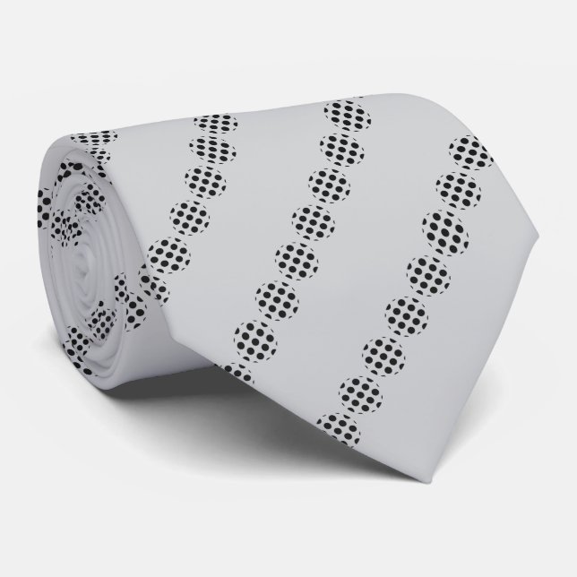 Schwarze Polka-Dot-Screen-Muster auf Grau Krawatte (Gerollt)