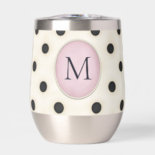 Schwarze Polka Dots auf Elfenbein Mit Monogramm (h
