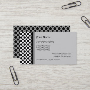 Schwarze Polka Dots auf grauen maßgeschneiderten V Visitenkarte