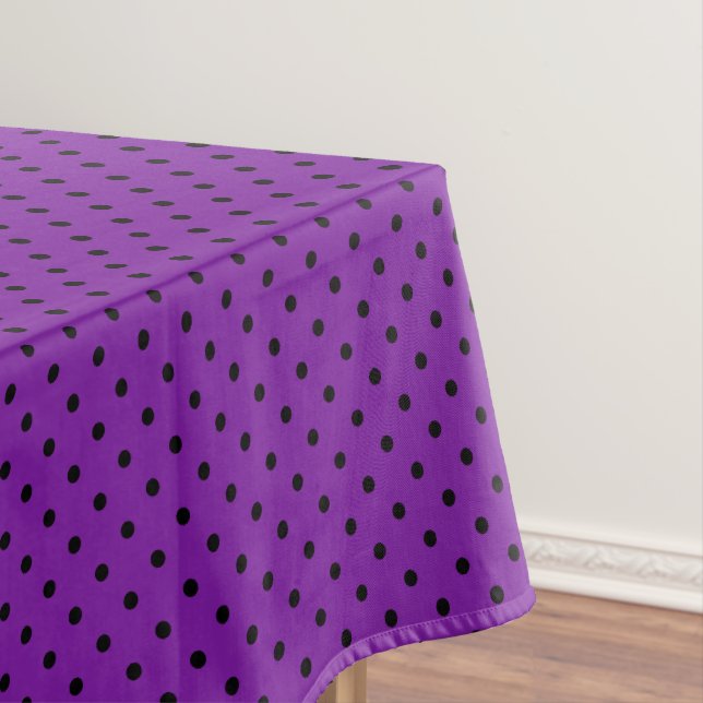 Schwarze Polka Dots auf Violet Lila Tischdecke (Beispiel)