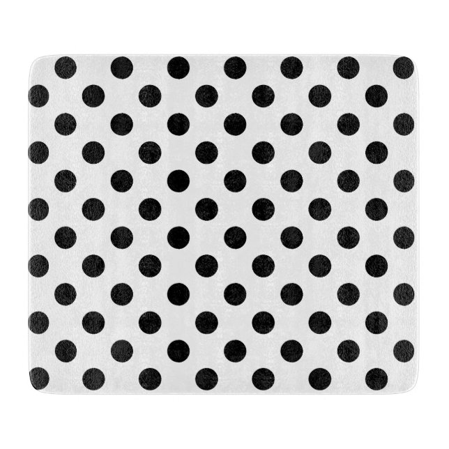 Schwarze Polka Dots Muster auf einem weißen Schneidebrett (Vorderseite)