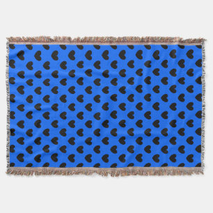Schwarze Polka Herzen auf blau Decke