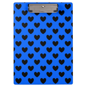 Schwarze Polka Herzen auf blau Klemmbrett