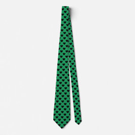 Schwarze Polka Herzen auf Kelly Green Krawatte