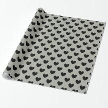 Schwarze Polka Herzen auf Pussywillow Gray