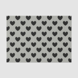 Schwarze Polka Herzen auf Pussywillow Gray Seidenpapier