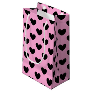 Schwarze Polka Herzen auf Zuckerwatte rosa Kleine Geschenktüte