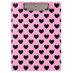 Schwarze Polka Herzen auf Zuckerwatte rosa Klemmbrett