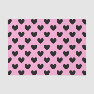 Schwarze Polka Herzen auf Zuckerwatte rosa Seidenpapier