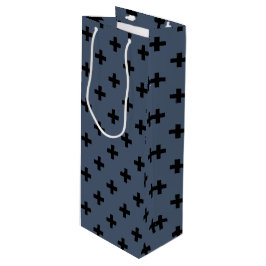 Schwarze Polka-Kreuze auf blau-grau Geschenktüte Für Weinflaschen