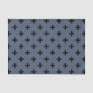 Schwarze Polka-Kreuze auf blau-grau Seidenpapier