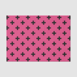 Schwarze Polka-Kreuze auf Fuchsia Seidenpapier
