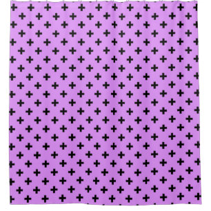 Schwarze Polka-Kreuze auf Lila Duschvorhang