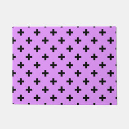 Schwarze Polka-Kreuze auf Lila Fußmatte