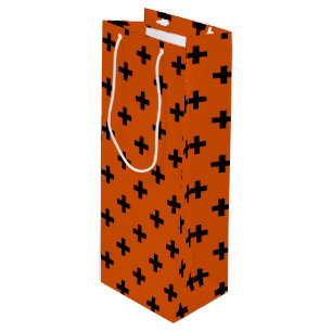 Schwarze Polka-Kreuze auf Orange Geschenktüte Für Weinflaschen