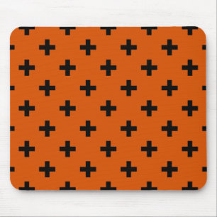 Schwarze Polka-Kreuze auf Orange Mousepad