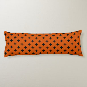 Schwarze Polka-Kreuze auf Orange Seitenschläferkissen