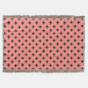 Schwarze Polka-Kreuze auf Pfirsich Decke