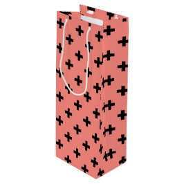 Schwarze Polka-Kreuze auf Pfirsich Geschenktüte Für Weinflaschen
