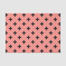 Schwarze Polka-Kreuze auf Pfirsich Seidenpapier