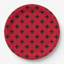 Schwarze Polka Kreuze auf rot