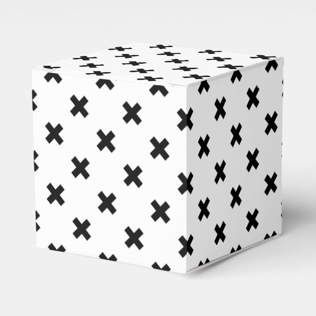 Schwarze Polka-Kreuze auf Weiß Geschenkschachtel (Vorderseite)