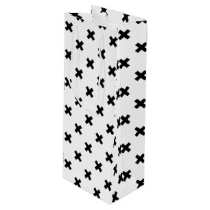Schwarze Polka-Kreuze auf Weiß Geschenktüte Für Weinflaschen