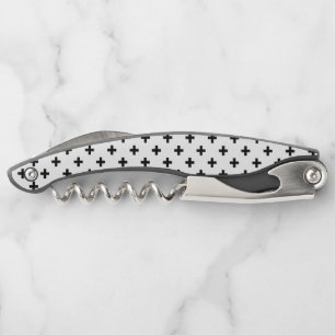 Schwarze Polka-Kreuze auf Weiß Kellnermesser