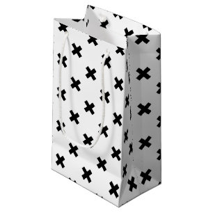 Schwarze Polka-Kreuze auf Weiß Kleine Geschenktüte