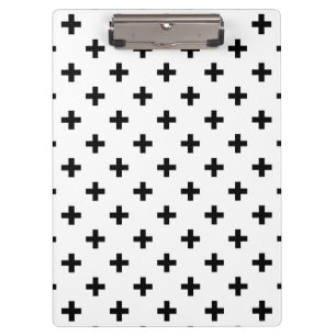 Schwarze Polka-Kreuze auf Weiß Klemmbrett