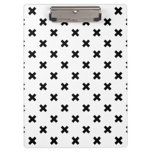 Schwarze Polka-Kreuze auf Weiß Klemmbrett