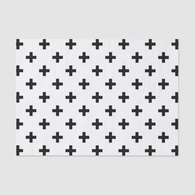 Schwarze Polka-Kreuze auf Weiß Seidenpapier (Vorderseite)