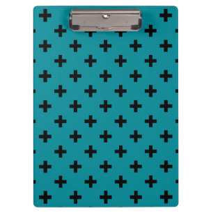 Schwarze Polka kreuzt auf aquamarin Klemmbrett
