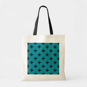 Schwarze Polka kreuzt auf aquamarin Tragetasche