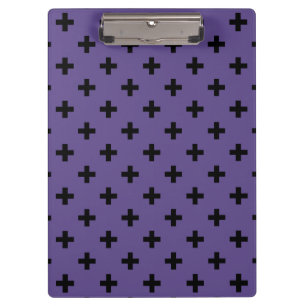 Schwarze Polka kreuzt auf Ultraviolett Klemmbrett