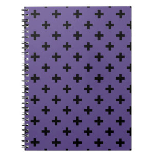 Schwarze Polka kreuzt auf Ultraviolett Notizblock