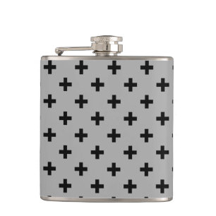 Schwarze Polka kreuzt grau Flachmann