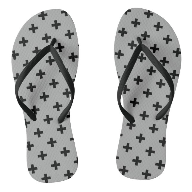 Schwarze Polka kreuzt grau Flip Flops (Fußbett)