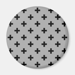 Schwarze Polka kreuzt grau Magnet