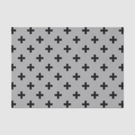 Schwarze Polka kreuzt grau Seidenpapier