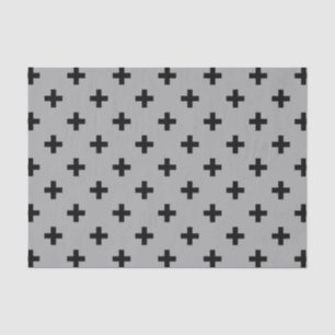 Schwarze Polka kreuzt grau Seidenpapier