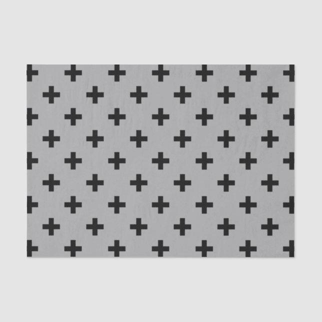 Schwarze Polka kreuzt grau Seidenpapier (Vorderseite)