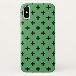 Schwarze Polka kreuzt grün Case-Mate iPhone Hülle