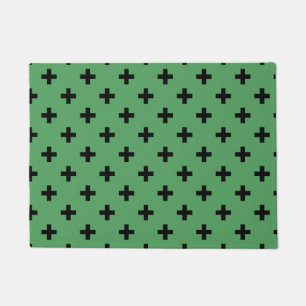 Schwarze Polka kreuzt grün Fußmatte