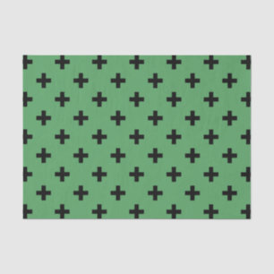 Schwarze Polka kreuzt grün Seidenpapier