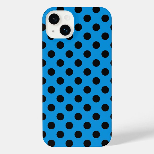 Schwarze Polka Punkte am Himmel blau iPhone 14 Plus Hülle (Rückseite)