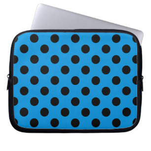 Schwarze Polka Punkte am Himmel blau Laptopschutzhülle