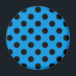 Schwarze Polka Punkte am Himmel blau Magnet<br><div class="desc">Schwarze Polka Punkte am Himmel blau</div>