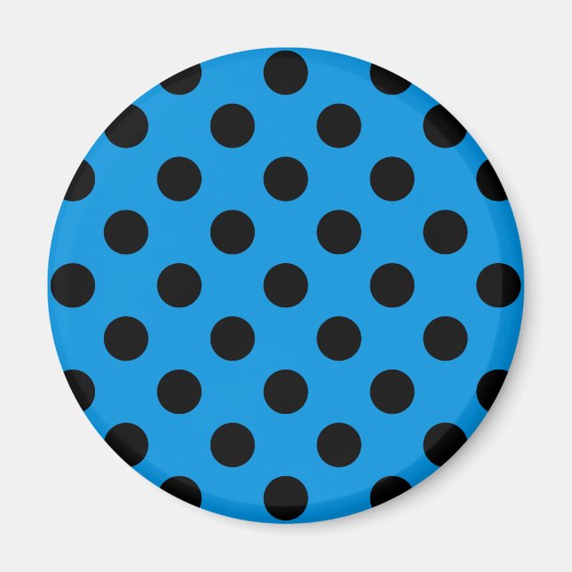 Schwarze Polka Punkte am Himmel blau Magnet (Vorne)